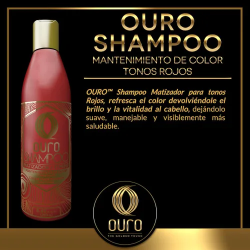 Vista 6 de OURO Champú Tonificante Rojo Mantenimiento del Color Rojo 8.45 oz