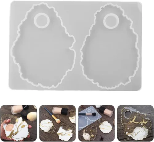 Vista 3 de Sewroro Molde de fundición irregular para bandeja de silicona, bandeja de maquillaje útil para fundición de resina epoxi, manualidades, decoración