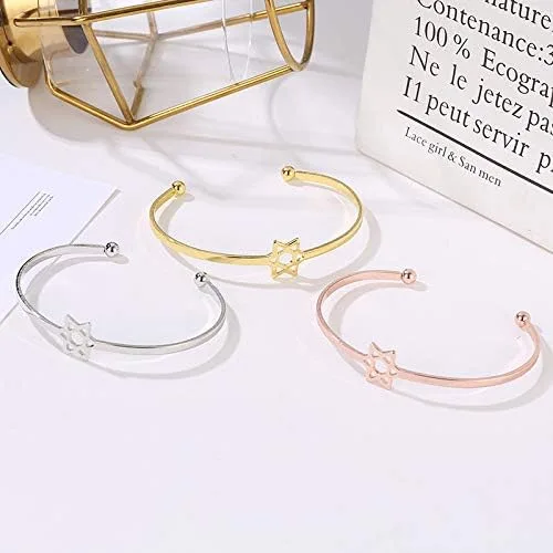Vista 4 de Pulsera judía con dije de estrella de David para mujeres y niñas