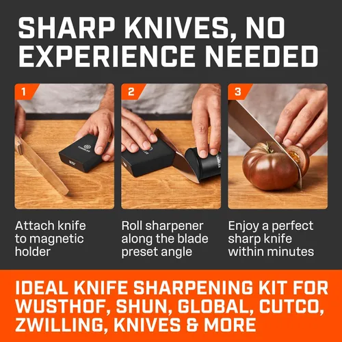 Vista 3 de TUMBLER Pro Rolling Knife Sharpener™ - Afilado de cuchillos hecho fácil - Kit de afilado de cuchillos rodante con sistema de disco removible