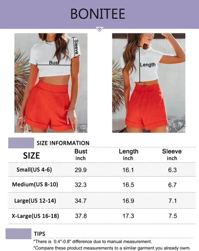 Vista 6 de BONITEE Camiseta corta de manga corta con cuello redondo y acanalada Y2K para mujer
