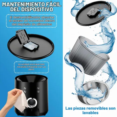 Vista 8 de Comedero automático para gatos, comedero automático para mascotas de 4 litros para gatos y perros pequeños, dispensador de alimentos secos con negro