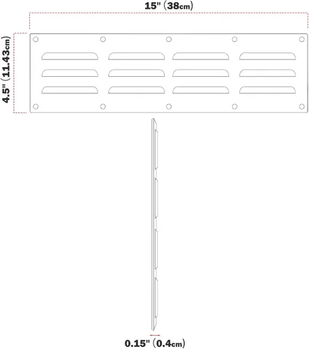 Vista 3 de Stanbroil - Panel de ventilación de acero inoxidable para accesorio de parrilla, 15" x 4-1/2