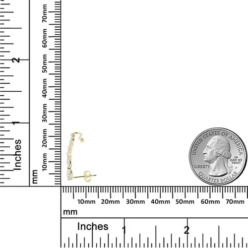 Vista 3 de AVORA Aretes de oro amarillo de 10 quilates con circonita cúbica de imitación, Oro amarillo, Circonia cúbica