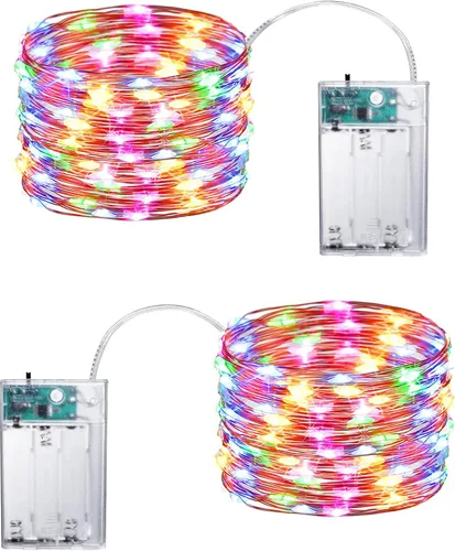 Vista 16 de Joomer Guirnalda de luces LED que funcionan con pilas, paquete de 2 50 luces LED cortables de 16 pies con temporizador para dormitorio, fiestas