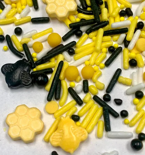 Vista 3 de COOL MOM SPRINKLES Gránulos de Bumble Bee (4 onzas) – Gránulos de cumpleaños con temática de verano para decorar pasteles, cupcakes, galletas