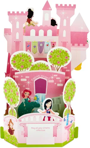 Vista 3 de Hallmark Paper Wonder - Tarjeta de cumpleaños desplegable de princesa de Disney para niños (castillo)