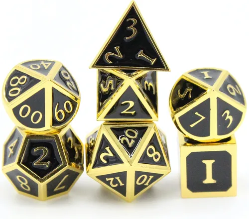 Vista 9 de HEIMDALLR Juego de dados de metal DND, 7 piezas, juego de dados de metal indestructibles con bolsa de dados; juego de dados D&D