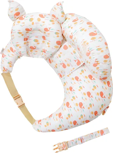 Vista 9 de Almohada de lactancia para lactancia materna, almohadas de lactancia para más apoyo para mamá y bebé, con correa ajustable para la cintura