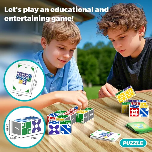 Vista 3 de BBnote Juego de Memoria Familiar para Niños y Adultos, Juegos de Mesa de Rompecabezas de Bloques para Niños de 6-8 y 8-12 años, Rompecabezas
