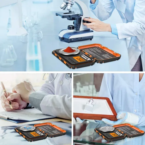 Vista 7 de Báscula digital profesional de miligramo, 1.76 oz (actualizada) báscula de joyería de tamaño de bolsillo de alta precisión máxima, báscula