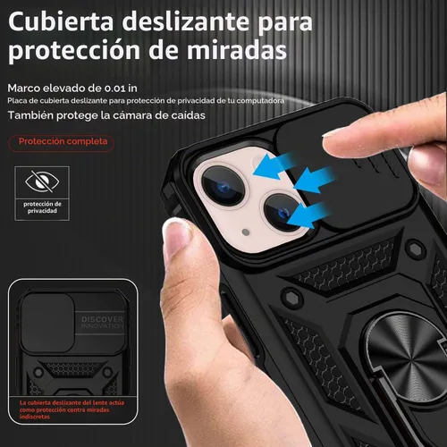 Vista 3 de Funda para iPhone 13 con cubierta para lente de cámara, protector de pantalla HD, doble capa [protección contra caídas de grado militar de 15 pies]