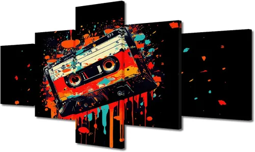 Vista 20 de Lienzo decorativo para pared, diseño de DJ Music Mixes the Track HD impreso en pinturas, 5 piezas de imágenes abstractas para sala de estar, obra
