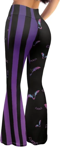Vista 4 de Body de cintura alta étnico para Halloween, pantalones de yoga acampanados, corte de bota, pantalones de yoga para mujer, fiesta al aire libre