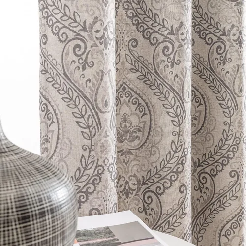 Vista 11 de jinchan Cortinas de lino texturizadas para oscurecer la sala de estar, 54 pulgadas de largo, cortinas de medallón para dormitorio, tratamientos