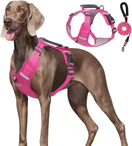 Vista 11 de Arnés para perro ajustable reflectante sin tirones, para perros medianos y grandes con correa de 59.06 pulgadas (negro, XS)