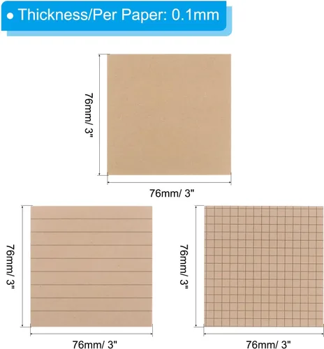 Vista 2 de PATIKIL Notas adhesivas de 3 x 3 pulgadas, paquete de 3 cuadrículas forradas en blanco, 80 hojas/blocs de notas para oficina en casa, negocios