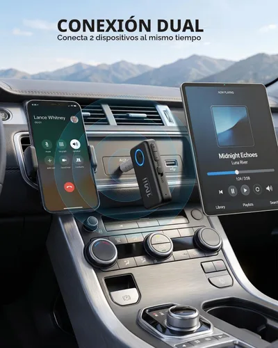 Vista 5 de 1Mii Receptor de música Bluetooth 5.3 para estéreo de coche/hogar, adaptador Bluetooth auxiliar para automóvil con control de volumen, soporta