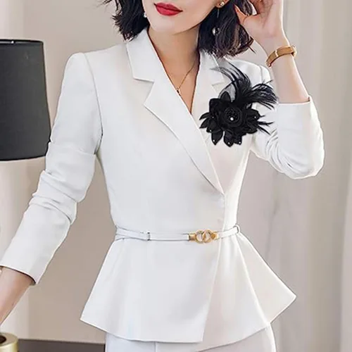 Vista 2 de Elegante broche de flores para mujer, con plumas, bodas, fiestas, bailes, banquetes, tocados, horquillas para el cabello, sombrero, solapa, chal