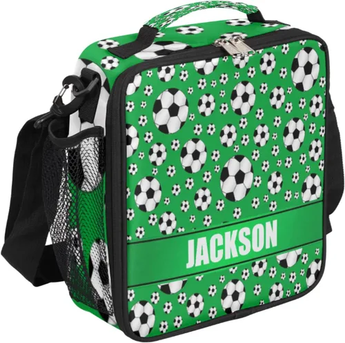 Vista 14 de Bolsa de almuerzo personalizada para niñas, niños, adolescentes, hombres y mujeres, regalo personalizado, bolsa de almuerzo de voleibol, color dorado