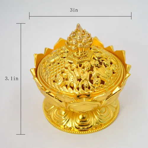 Vista 3 de Buddha Lotus Flower Zinc Aleación Metal Incienso Quemador Incienso Titular Incienso Incienso para palo/Cono/Pequeña Bobina Incienso
