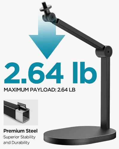 Vista 2 de InnoGear Soporte de Micrófono de Estudio, Carga Máxima 2.64 lb Brazo de Micrófono Montaje de Escritorio Soporte de Micrófono de Escritorio