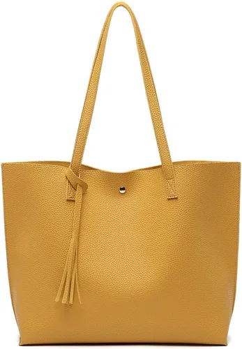 Vista 16 de Dreubea - Bolsa de hombro y de mano de piel sintética suave para mujer, con borla, de gran capacidad