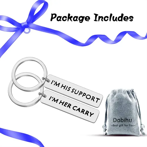 Vista 7 de Regalos para parejas, juego de llaveros para él y ella, regalo de San Valentín, regalo de San Valentín, llavero con texto en inglés "I'm Her Carry
