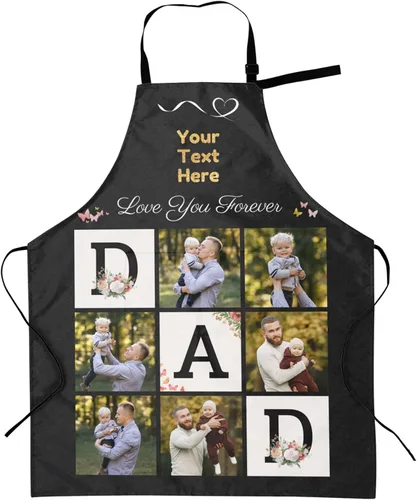 Vista 31 de Delantales personalizados con dos bolsillos para mujeres y hombres, delantales personalizados impresos con texto fotográfico para cocinero de cocina