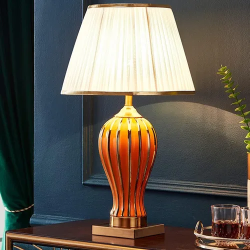 Vista 6 de Lámpara de mesa de cerámica china para sala de estar, decoración retro, lámpara de escritorio, dormitorio, cama, lámpara de luz cálida, estudio