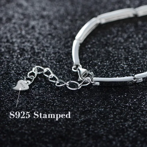 Vista 4 de JIANGXIN Princess Diana Royal Engagement Style Birthstone 925 Sterling Silver Bracelets 16+4cm Platinum Plated Fine Jewelry for Women