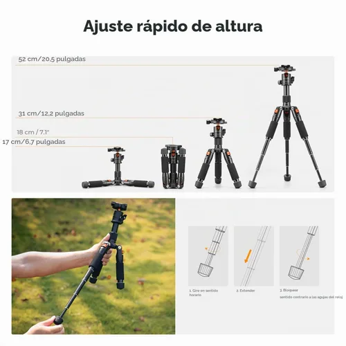 Vista 4 de K&F CONCEPT Mini trípode de escritorio de 20.5