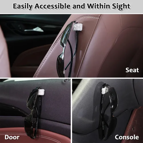 Vista 4 de ToBeQueen Soporte para gafas de sol con brillos para el salpicadero del coche, colgador de gafas de sol de diamantes de rinestone para el coche