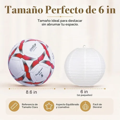 Vista 2 de LIHAO Linternas de papel blanco de 6 pulgadas, paquete de 10