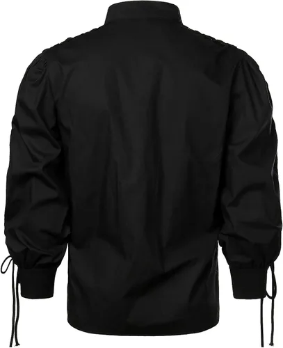 Vista 3 de VATPAVE Camisas renacentistas para hombre, camisetas góticas de pirata para cosplay