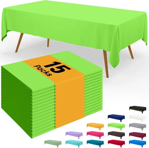 Vista 127 de Smiry - Juego de 6 manteles desechables, 54 x 78 pulgadas, manteles impermeables rectangulares para fiestas, cubierta de mesa de plástico
