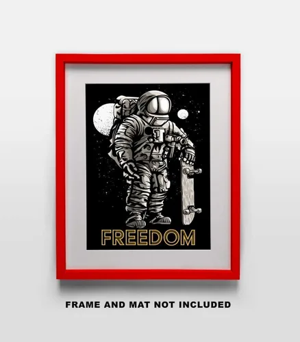 Vista 2 de Freedom Skateboarding Fine Art Print- 11x14 Unframed Wall Art Print- Gift for Skateboard Fans, Future Astronauts, Astronomers, Science Lovers