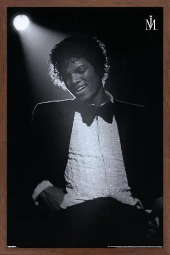 Vista 10 de Trends International Michael Jackson - Póster de pared Spotlight, 22.4 pulgadas de largo x 14.7 W, versión enmarcada en madera de granero Versión
