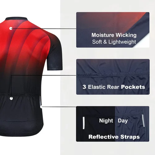 Vista 3 de voofly Hombres Ciclismo Jersey Conjunto Hombres Manga Corta Compresión Bicicleta Pantalones Cortos Gel Acolchado Ciclismo Ropa