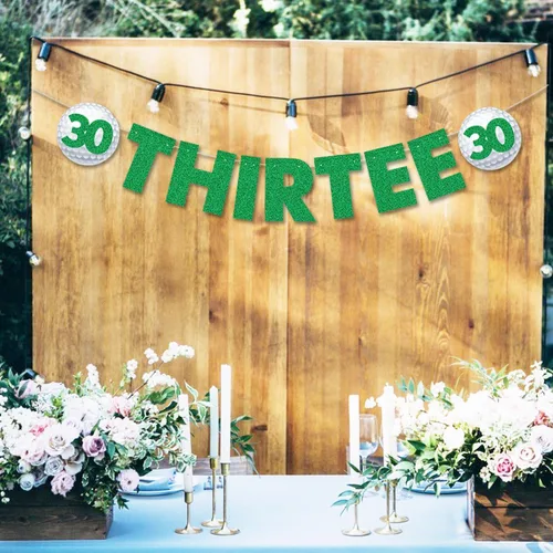 Vista 6 de Decoraciones de cumpleaños de 30 para mujeres y hombres, pre-encordadas con purpurina para fiesta de cumpleaños, cartel divertido para fiesta