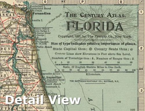 Vista 7 de Mapa histórico - Florida 1899 - Arte de pared vintage - 18 x 24 pulgadas