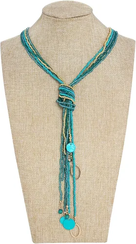 Vista 2 de COIRIS - Collar largo con cuentas de semillas múltiples, 10 collares largos con nudo de corbata para mujeres y niñas