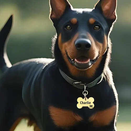 Vista 2 de Bonita placa de identificación de mascotas de acero inoxidable grabada en ambos lados, etiquetas personalizadas para gatos y perros para colgante