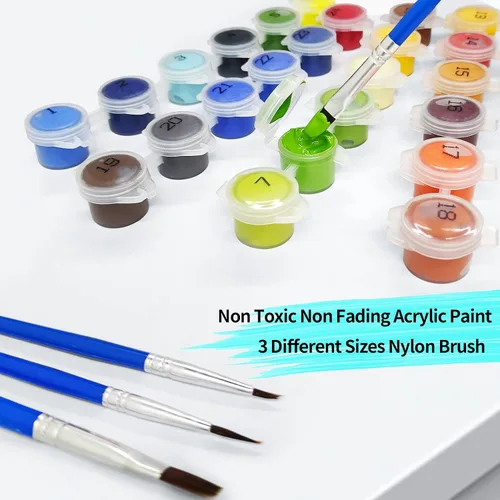 Vista 4 de YALKIN Pintura por números para adultos principiantes, paquete grande de 3 kits de pintura por números para adultos y niños, kits de pintura