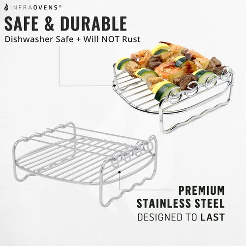 Vista 2 de Rejilla de brocheta para freidora de aire compatible con Cosori, Chefman, Philips y más, accesorios para freidora de aire Kabob de doble estante