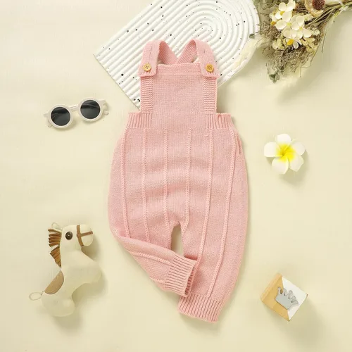 Vista 2 de Douhoow Overol de punto para bebé y niña, suéter con tirantes y pantalones, trajes de otoño e invierno