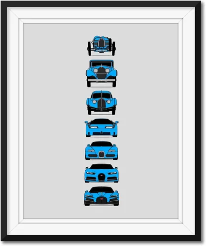 Vista 10 de Custom Car Posters Handmade Poster compatible with Bugatti Generations and Print of Best of Bugatti