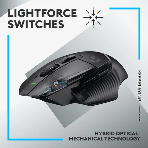 Vista 2 de Logitech Ratón inalámbrico para juegos G502 X Lightspeed - Interruptores óptico-mecánicos híbridos LIGHTFORCE, sensor de juego Hero 25K, compatible