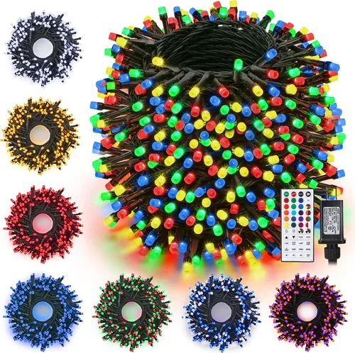 Vista 8 de Toodour Guirnalda de luces RGB de 66 pies, 200 luces LED que cambian de color con control remoto y temporizador, luces pastel impermeables