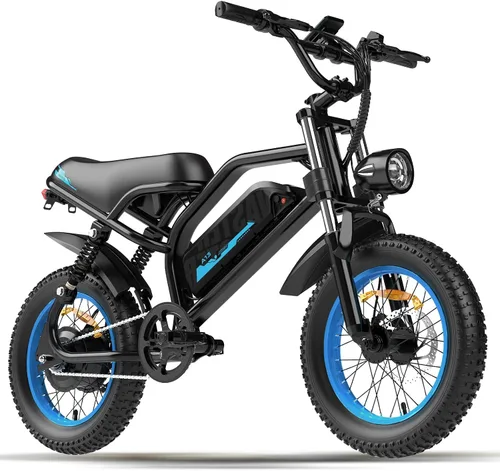 Vista 9 de VDL Bicicleta eléctrica de montaña para adolescentes/adultos, bicicleta eléctrica de neumático grueso de 16 pulgadas, motor de asiento más ancho